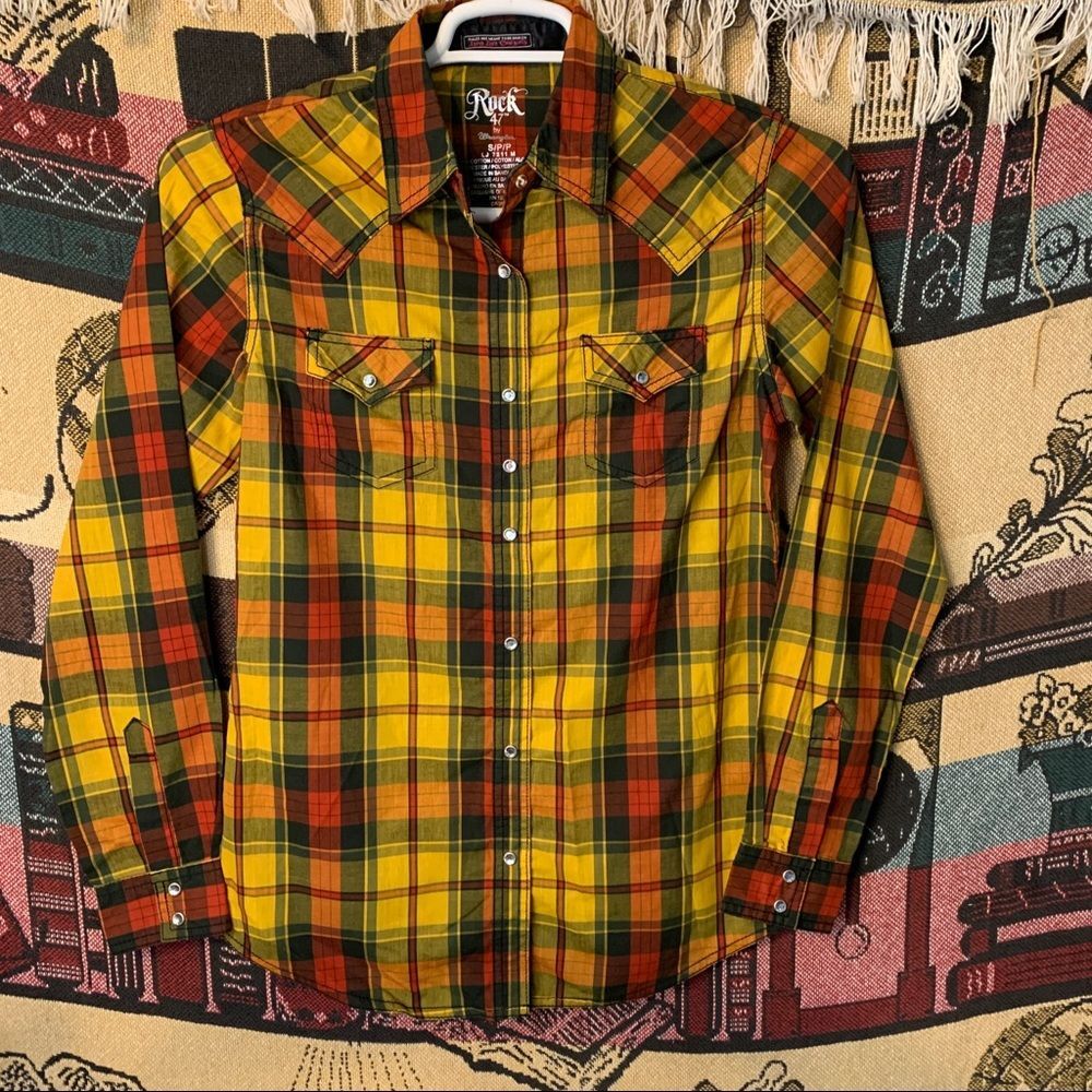 Rock 47 Wrangler Western Shirt Snap Button Size S/P